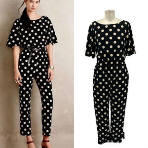 Anthropologie Corey Lynn Calter Bestrewn Jumpsuit Polka Dot‎ Black Size Small